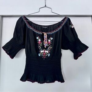 Vintage Betsey Johnson Black Peasant  Blouse Sz. 8